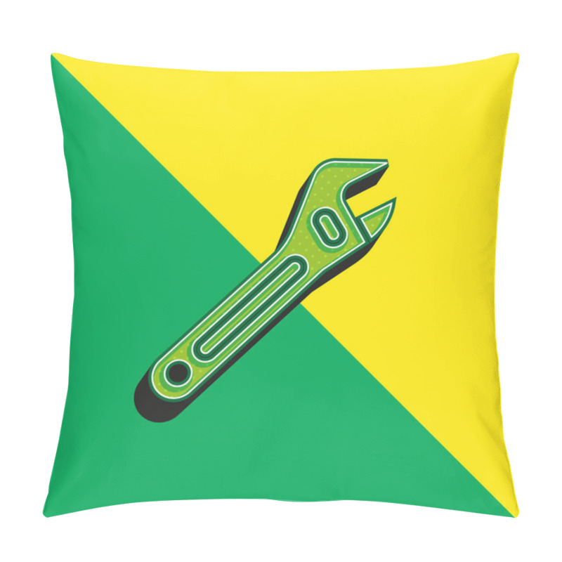 Personality  Adjustable Spanner Green And Yellow Modern 3d Vector Icon Logo Pillow Covers