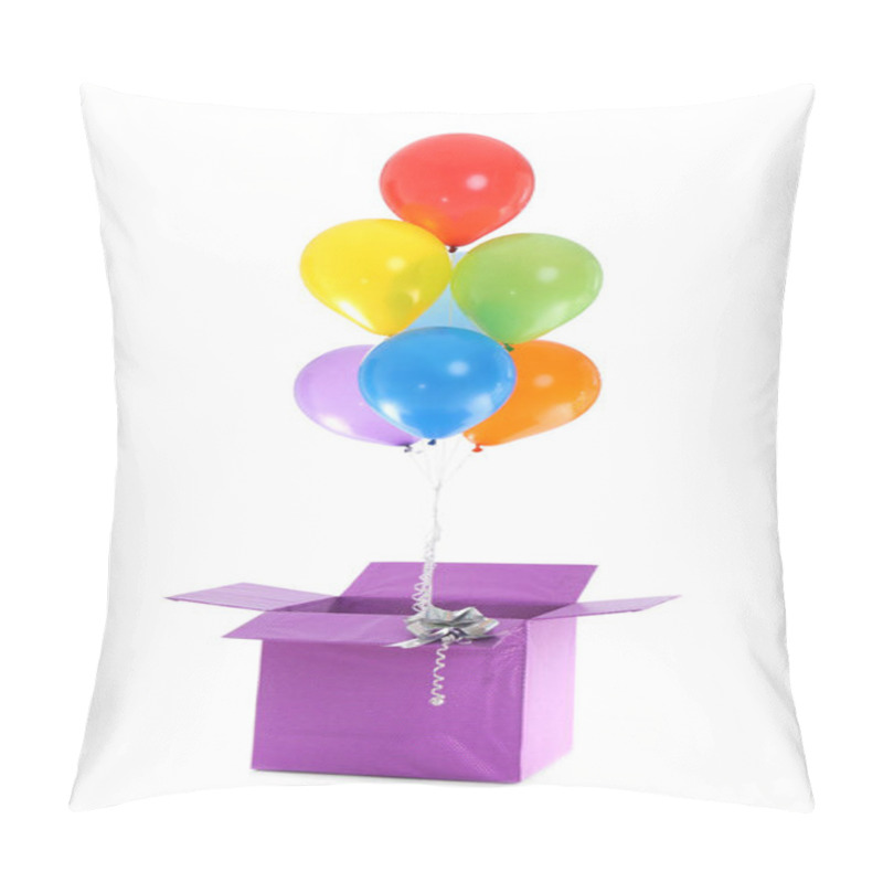 Personality  Gift Box With Bright Air Balloons Isolated On White Pillow Covers