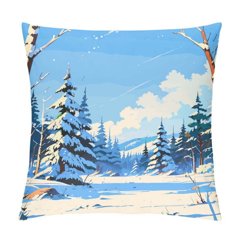 Personality  Winter Landscape Featuring A Snowy Forest Background Pillow Covers