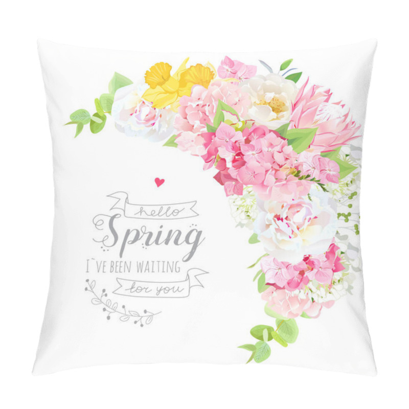 Personality  Crescent Shape Bouquet Vector Floral Frame Pillow Covers