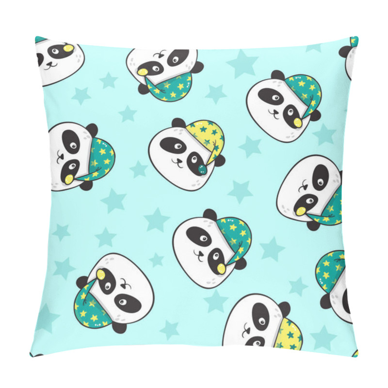 Personality  Seamless Pattern With Cute Sleeping Panda Pillow Covers