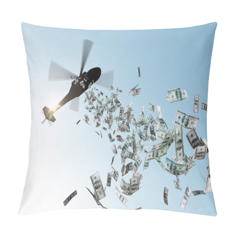 Personality  Helicopter Dropping Money In Sky Pillow Covers