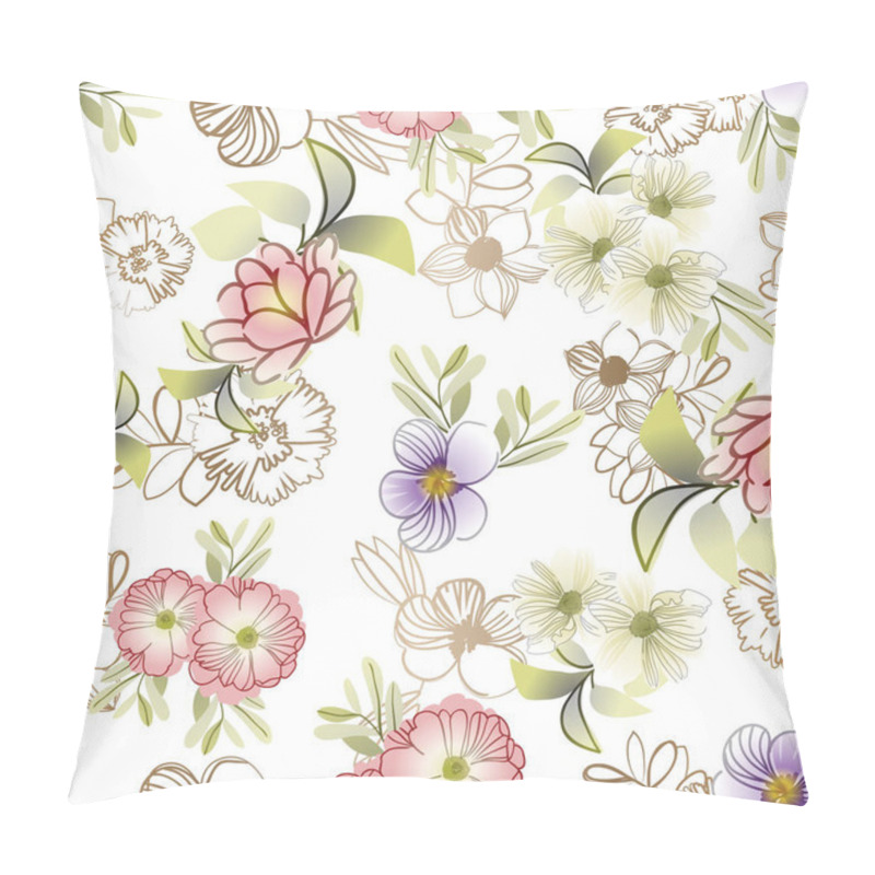 Personality  Abstract Elegance Seamless Background With Flowers Pillow Covers