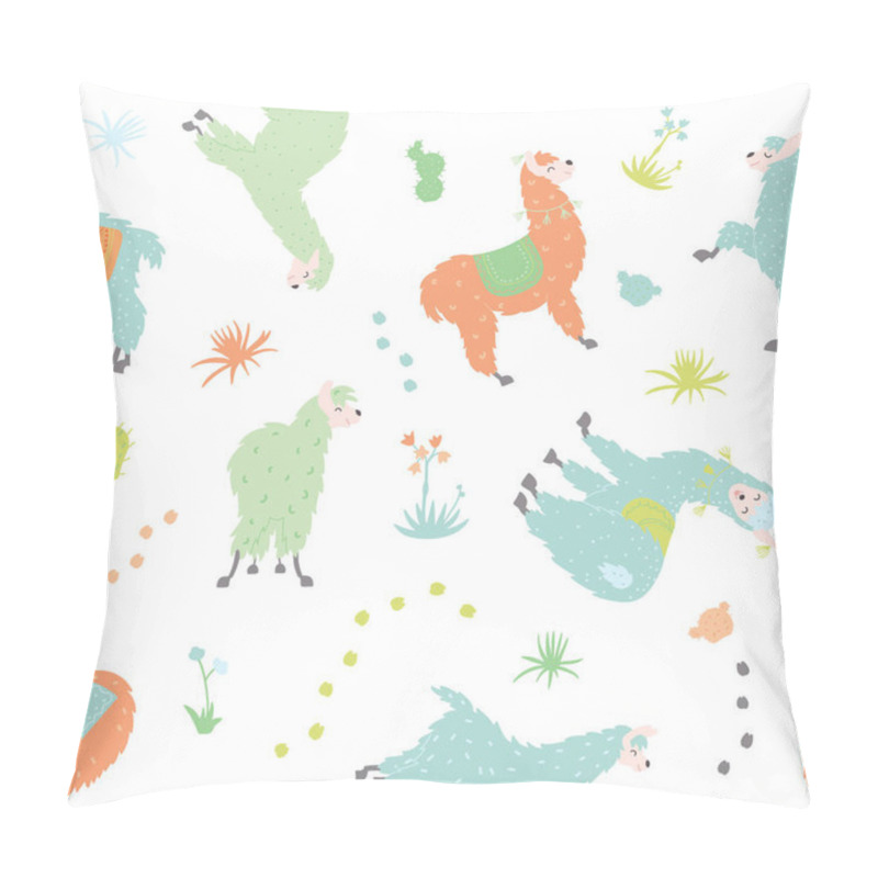 Personality  Vector Seamless Pattern With  Llama Pillow Covers