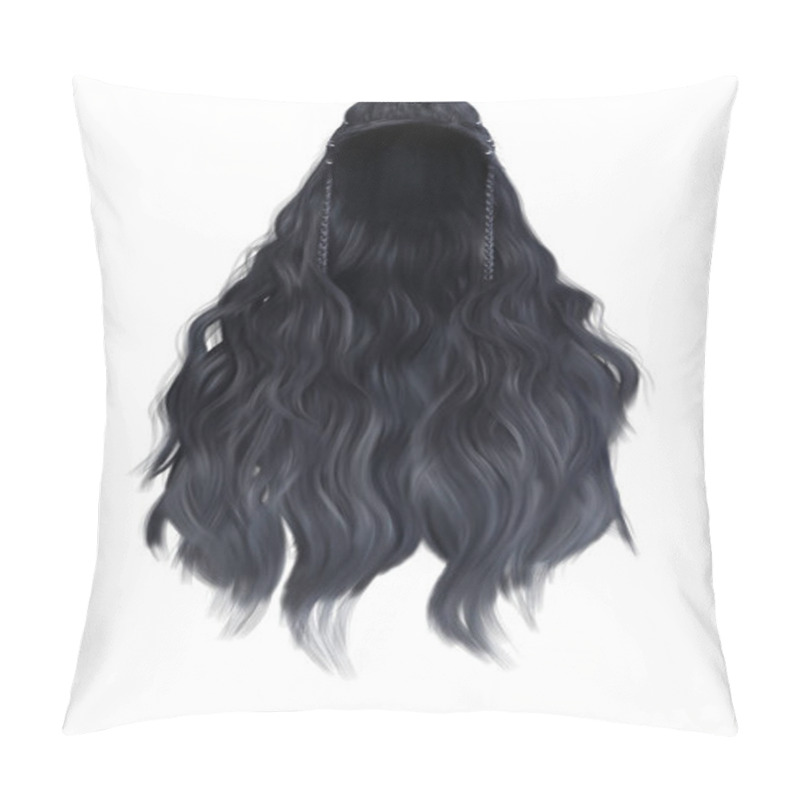 Personality  3d Render, 3d Illustration, Fantasy Long Wavy Hair On Isolated White Background Pillow Covers