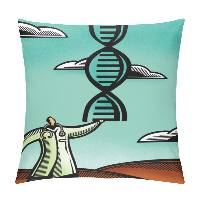 Personality  Doctor Holding A Pair Of DNA Double Helix Pillow Covers