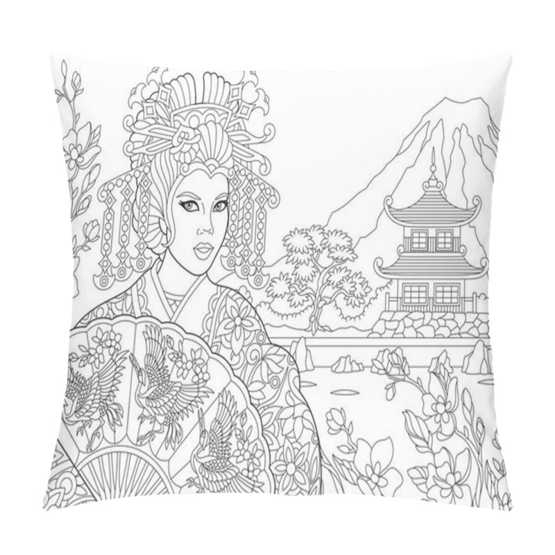 Personality  Zentangle Stylized Geisha Woman Pillow Covers