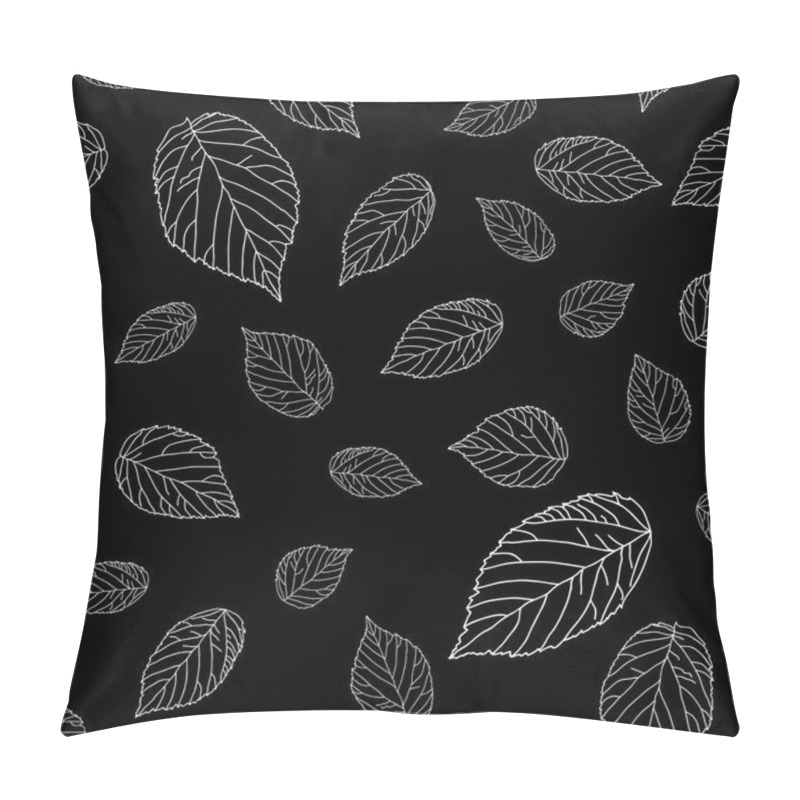 Personality  Simple Black And White Seamless Pattern With Raspberry Leaves. Pillow Covers