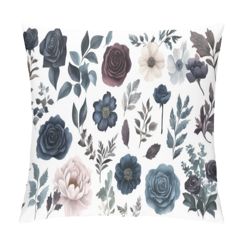 Personality  Dark And Moody Floral Elements With Foliage Variety Pillow Covers