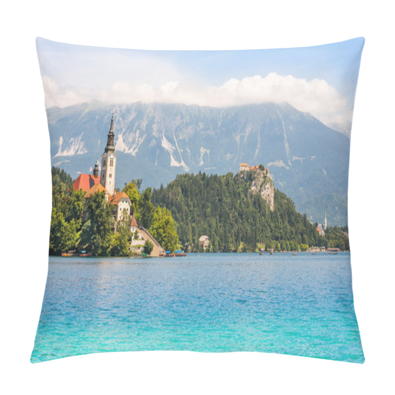 Personality  Catholic Church On Island On Bled Lake And Bled Castle Pillow Covers