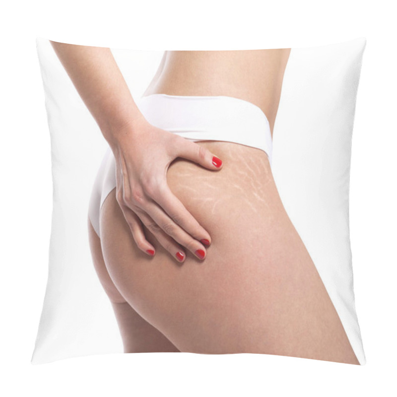 Personality  Stretch Marks On Woman's Buttocks. Skin Care Concept. Pillow Covers