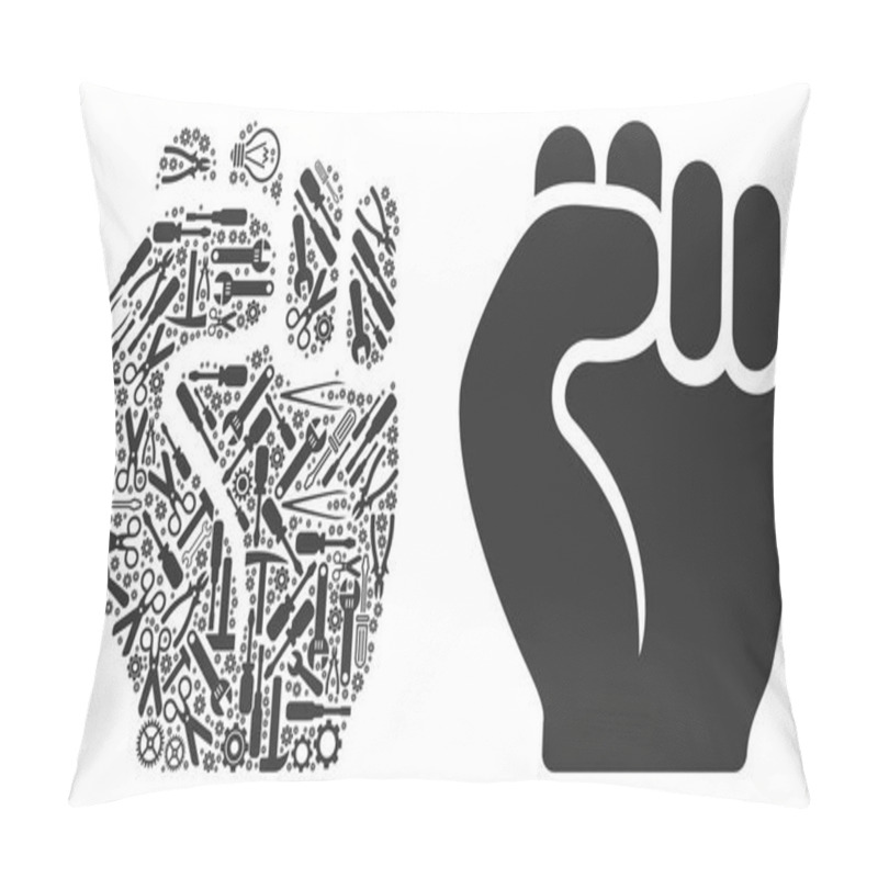 Personality  Fist Composition Of Repair Tools Pillow Covers