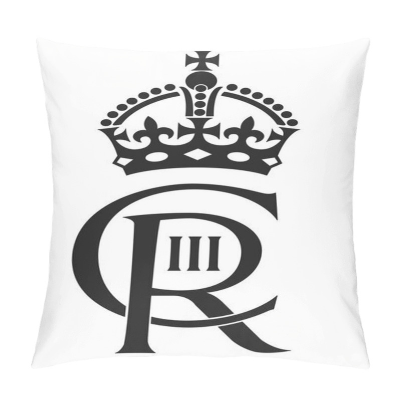 Personality  New Royal Cypher Of The King Charles Third, Year 2022, United Kingdom, Vector Illustration Pillow Covers