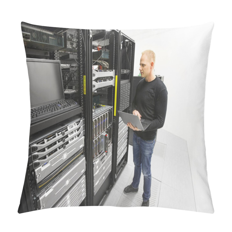 Personality  It Engineer Maintains Servers In Datacenter Pillow Covers