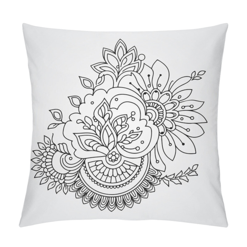 Personality  A Hand Drawn Illustration Floral Ornament With Flowers And Leaves Pillow Covers