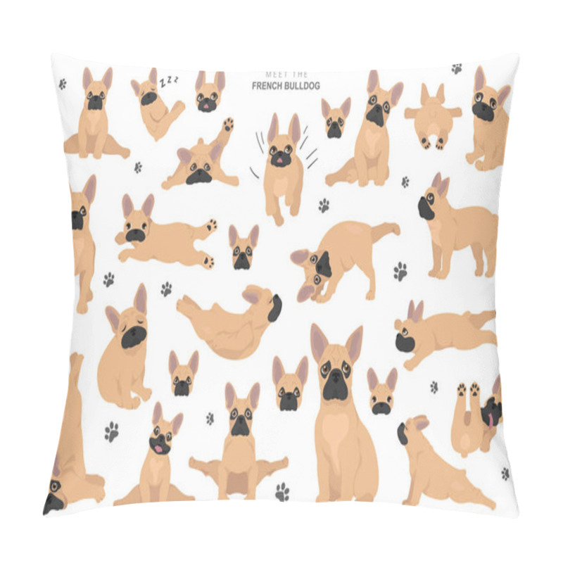 Personality  French Bulldog Clipart. Dog Healthy Silhouette And Yoga Poses Se Pillow Covers