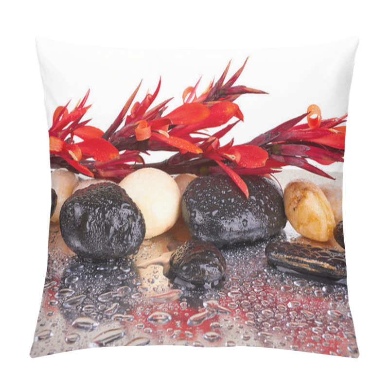 Personality  Red Flowers And Black Stones With Reflection  Pillow Covers