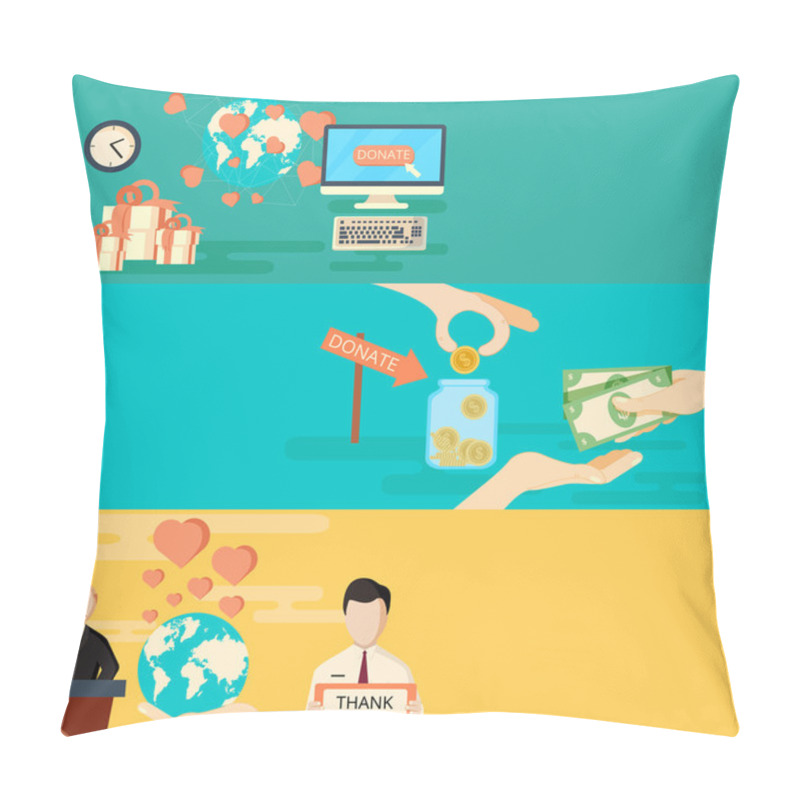 Personality  Charity Horizontal Banners Set Pillow Covers