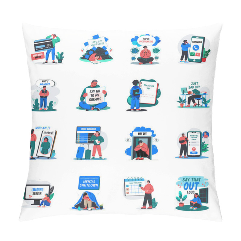 Personality  Empty Feeling Characters Flat Illustration Pack  Pillow Covers