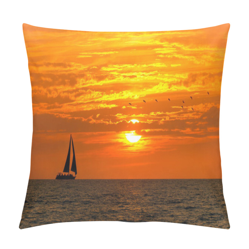 Personality  Sailboat Sunset Silhouette Pillow Covers