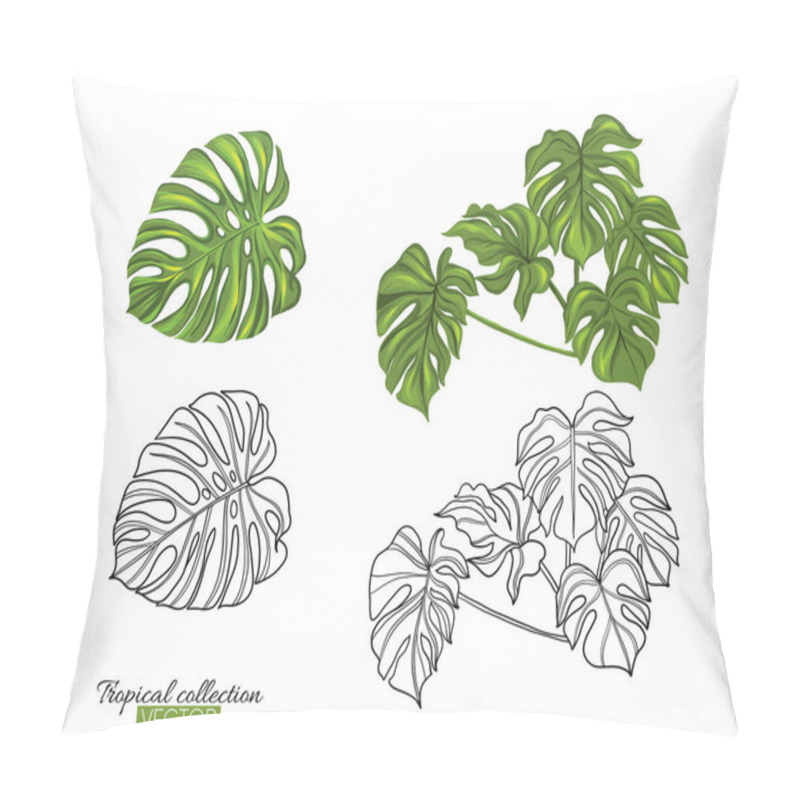 Personality  Tropical Plant Collection Vector Illustration Isolated On White  Pillow Covers