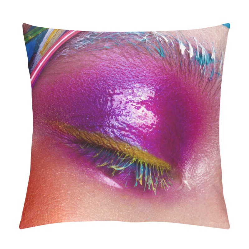 Personality  Close Up Creative Make-up In Pop Art Style. Beauty Face. Pillow Covers