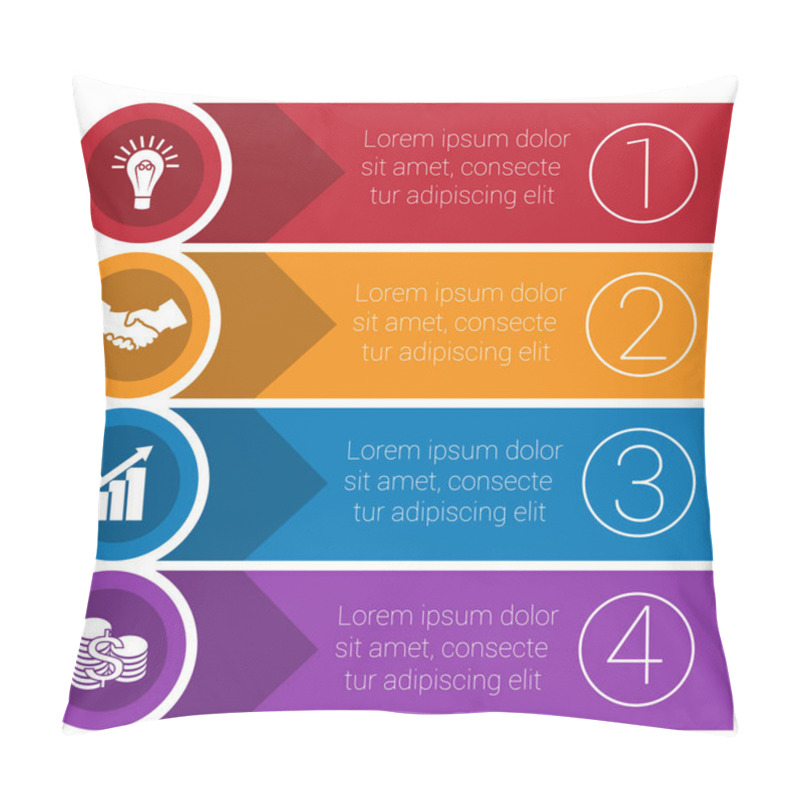 Personality  Templates Infographics From Strips For Four Positions. Pillow Covers