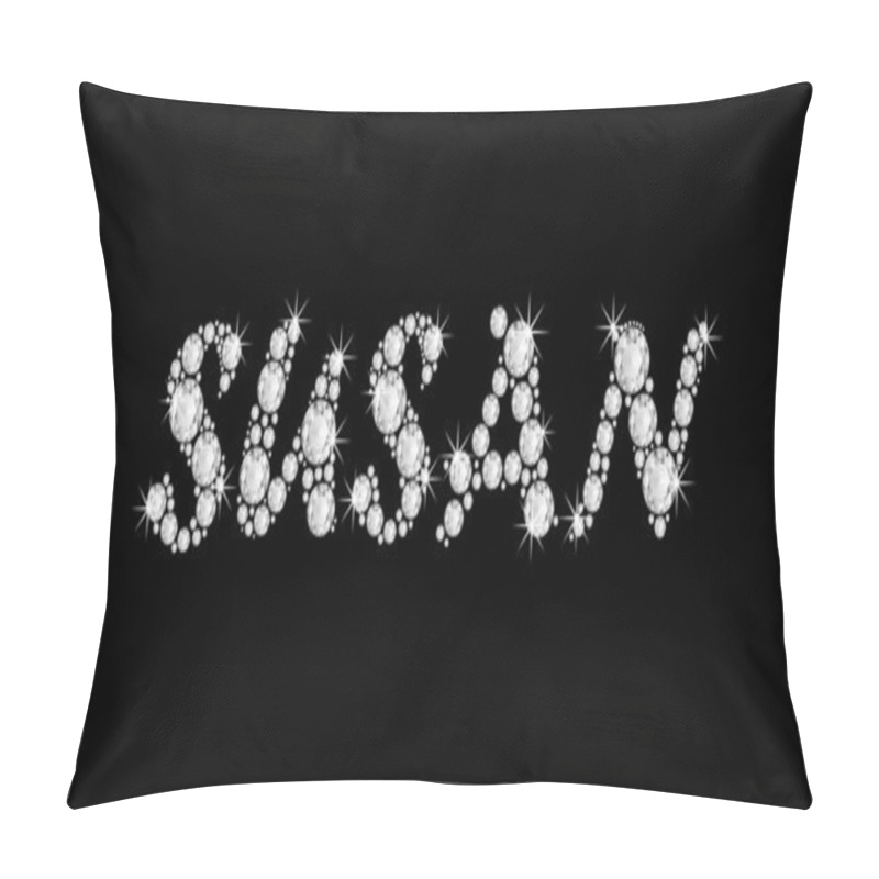 Personality  The Name SUSAN In Bling Diamonds Font Style Word Pillow Covers