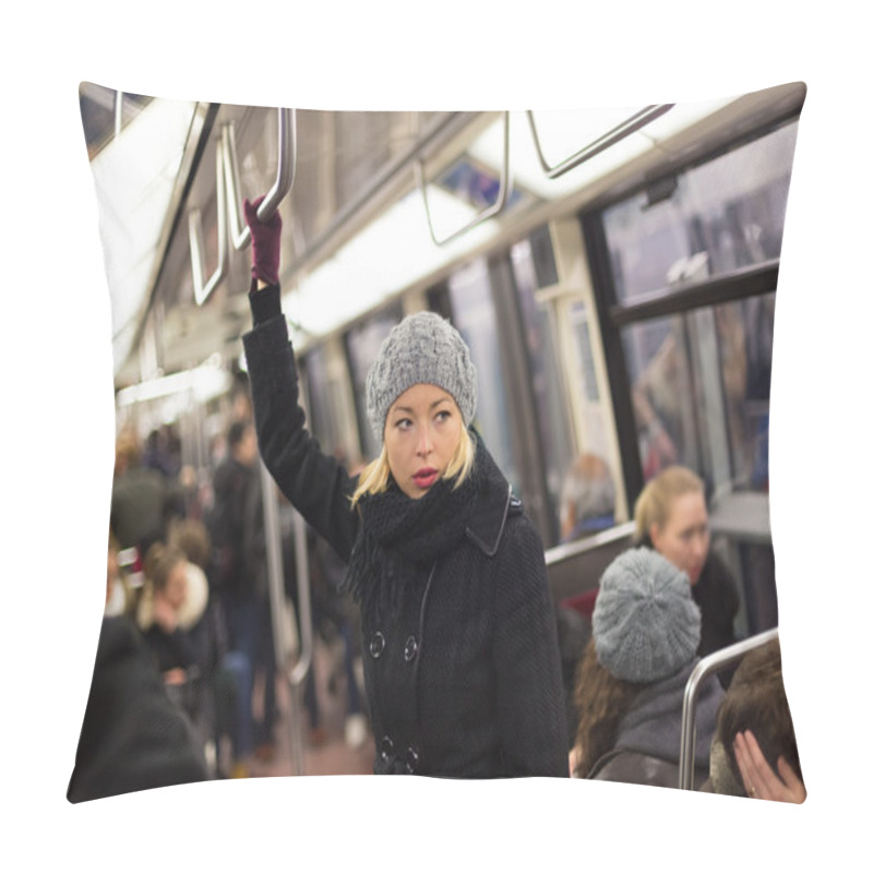 Personality  Woman On Subway. Pillow Covers