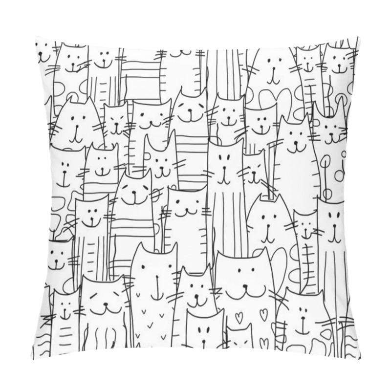 Personality  Funny Cats Family, Seamless Pattern For Your Design Pillow Covers