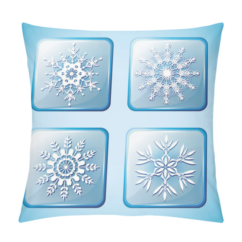 Personality  Set Of Winter Icons With Snowflakes Pillow Covers