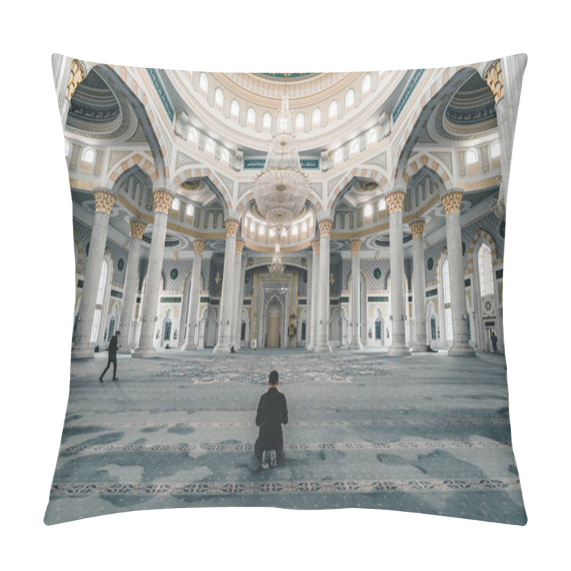 Personality  Muslim Prayer In Hazrat Sultan Mosque Inside Prayer Room Astana Kazakhstan Pillow Covers