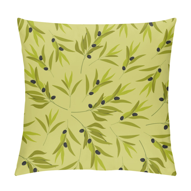 Personality  Seamless Pattern Olive Branches On Green Background Pillow Covers