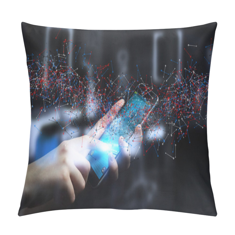 Personality  Man Holding DNA Structure Over His Phone Pillow Covers