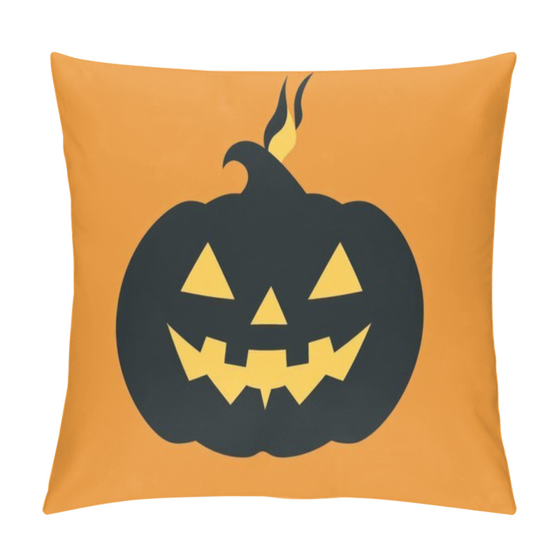 Personality  A Spooky Halloween Pumpkin With A Sinister Grin, Set Against An Orange Background. Pillow Covers