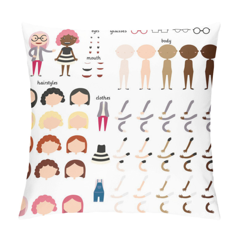 Personality  Girl. Parts Of Body Template For Design Work.Print Pillow Covers