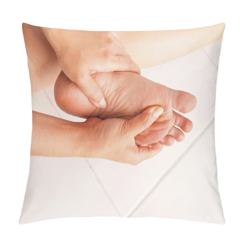 Personality  Woman Checks Her Aching Foot Pillow Covers