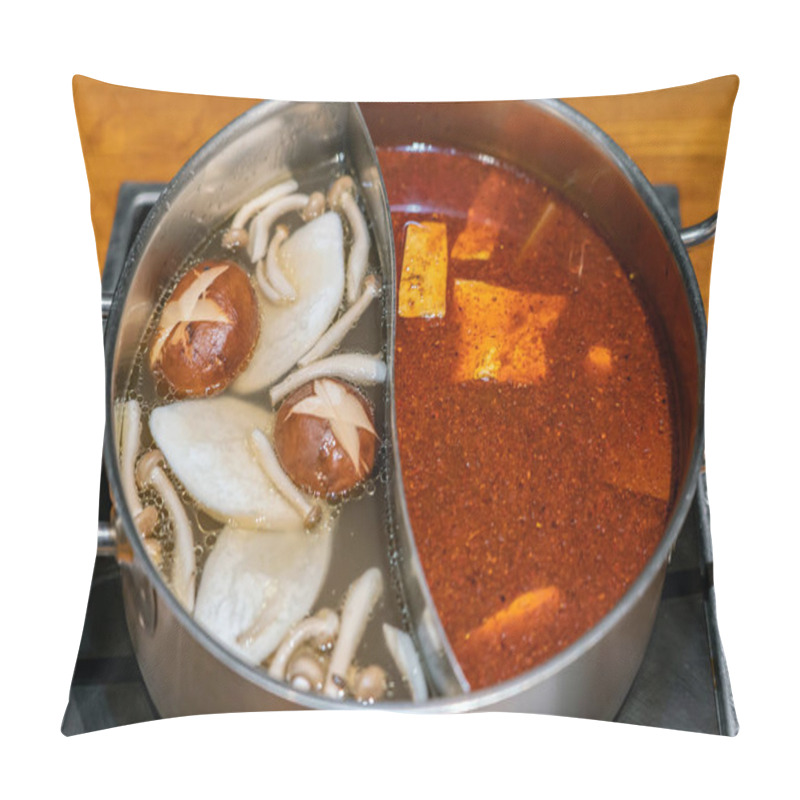 Personality  Specially Made Pot For Soup Base Combo Option To Have Two Flavors Spicy And Mushroom Of Hot Bouillon. Pillow Covers