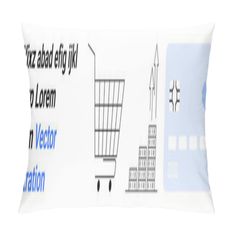 Personality  A Shopping Cart, Bar Graph With Upward Arrows, And A Credit Card Image. Ideal For E-commerce, Online Shopping, Business Growth, Digital Payment, And Financial Technology Themes. Banner For Landing Pillow Covers