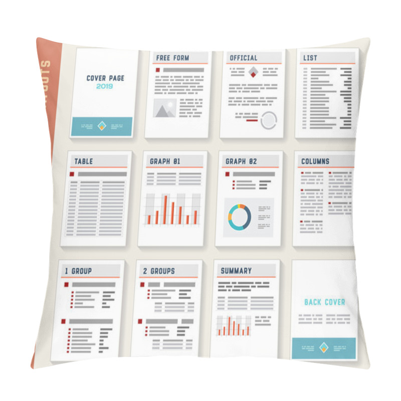 Personality  Document Report Portrait Layout Templates Set Pillow Covers