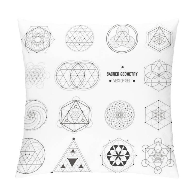 Personality  Sacred Geometry Vector Design Elements. Alchemy, Religion, Philosophy, Spirituality, Hipster Symbols And Elements. Vector Set. Pillow Covers