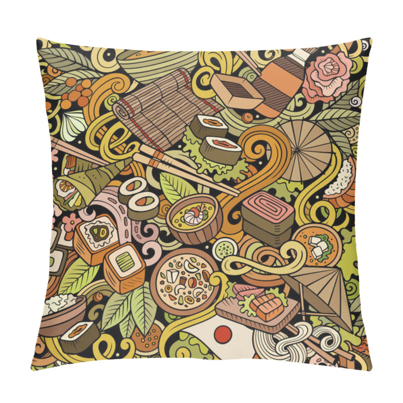 Personality  Cartoon Cute Doodles Hand Drawn Japan Food Seamless Pattern Pillow Covers