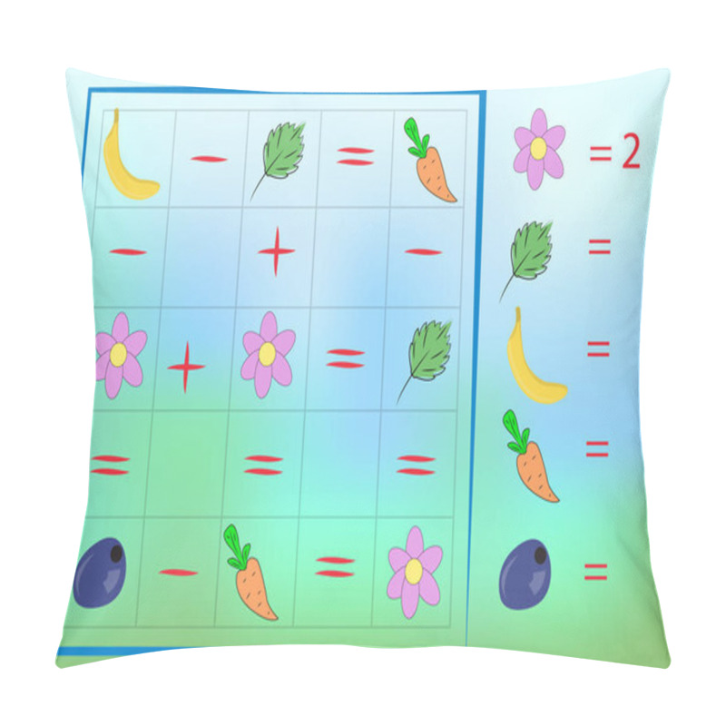 Personality  Counting Game For Preschool Children. Mathematics Task. How Many Objects. Learning Mathematics, Numbers. Vector Illustration Pillow Covers