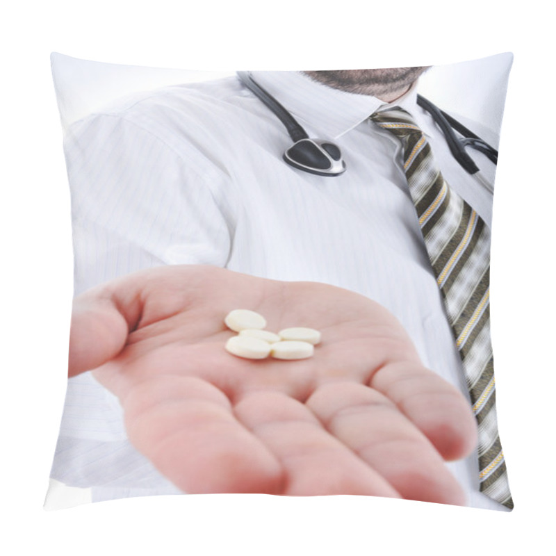 Personality  Young Doctor Offering Pill Pillow Covers