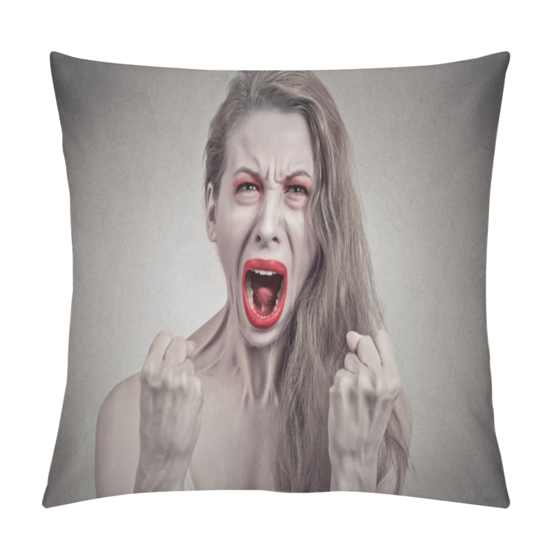 Personality  Angry Screaming Woman Hysterical Having Breakdown Pillow Covers