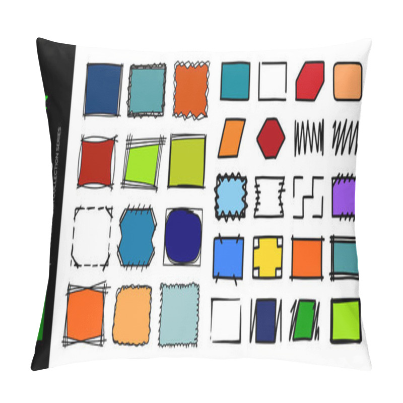 Personality  Hand Drawn Sketch Doodle Frames, Borders, Square And Rectangle Shapes For Text Pillow Covers