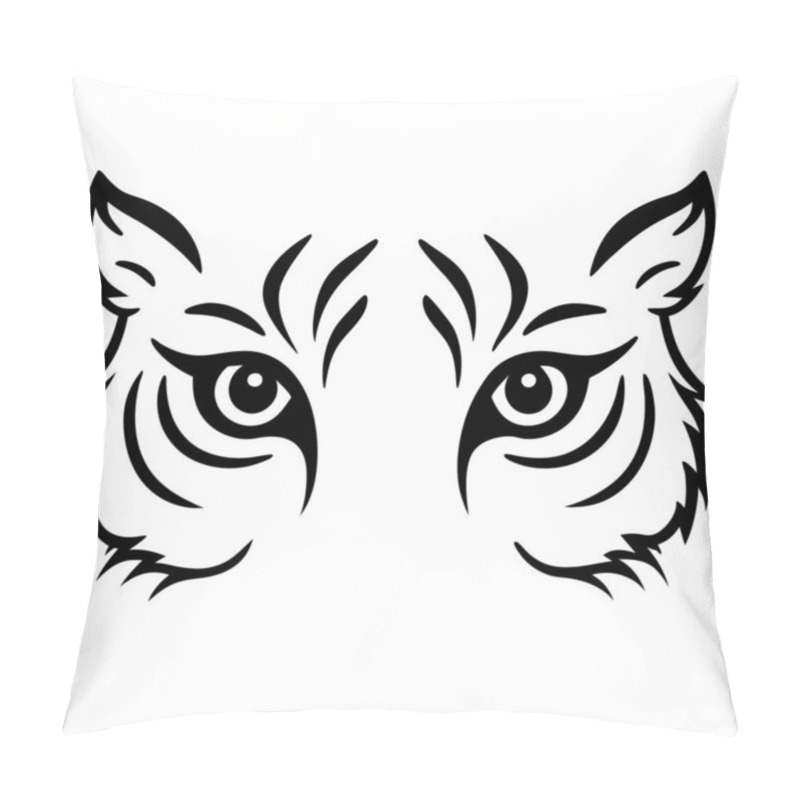 Personality  Tiger Eyes Vector Art Illustration, Wild Animal Design, Symbolic Tiger Head Artwork Pillow Covers