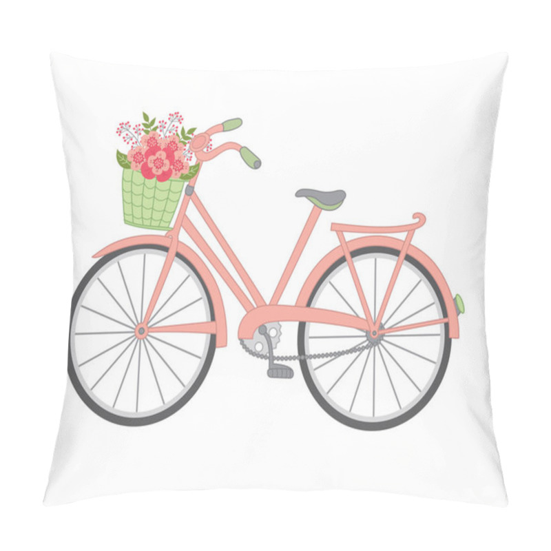 Personality  Vector Bicycle With Floral Basket. Pillow Covers