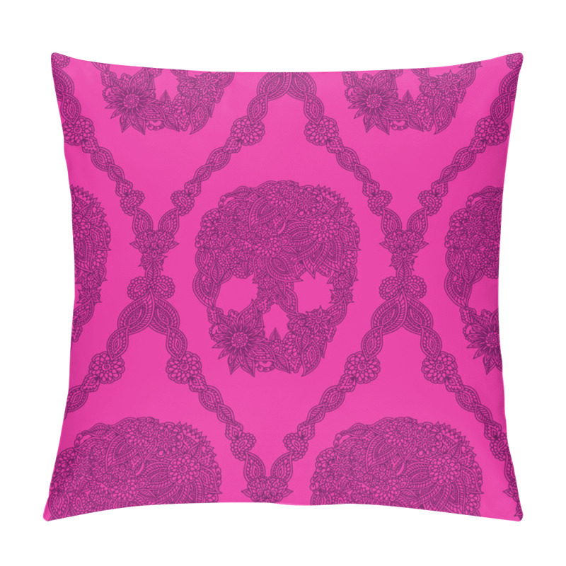 Personality  Pink Skulls Damask Pattern Pillow Covers