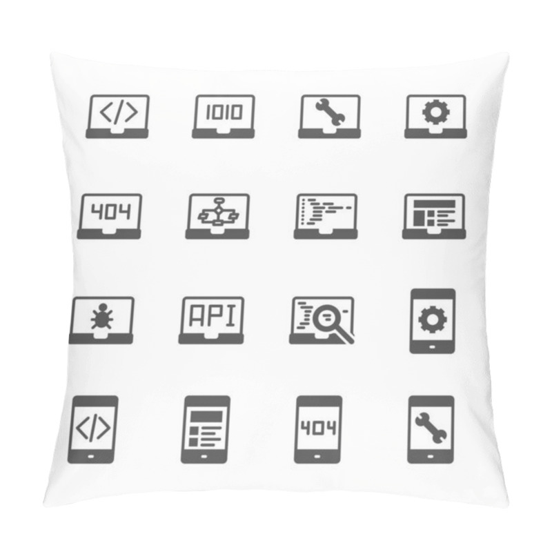 Personality  Programming And Coding In Glyph Icon Set.Vector Illustration Pillow Covers